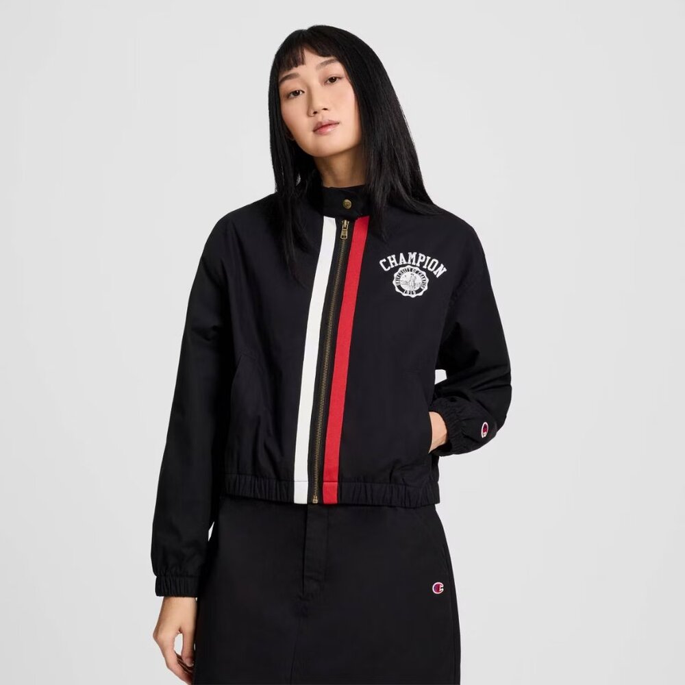 Champion Black Sporty Athletic Athleisure Full Zip Varsity Jacket Women's XS